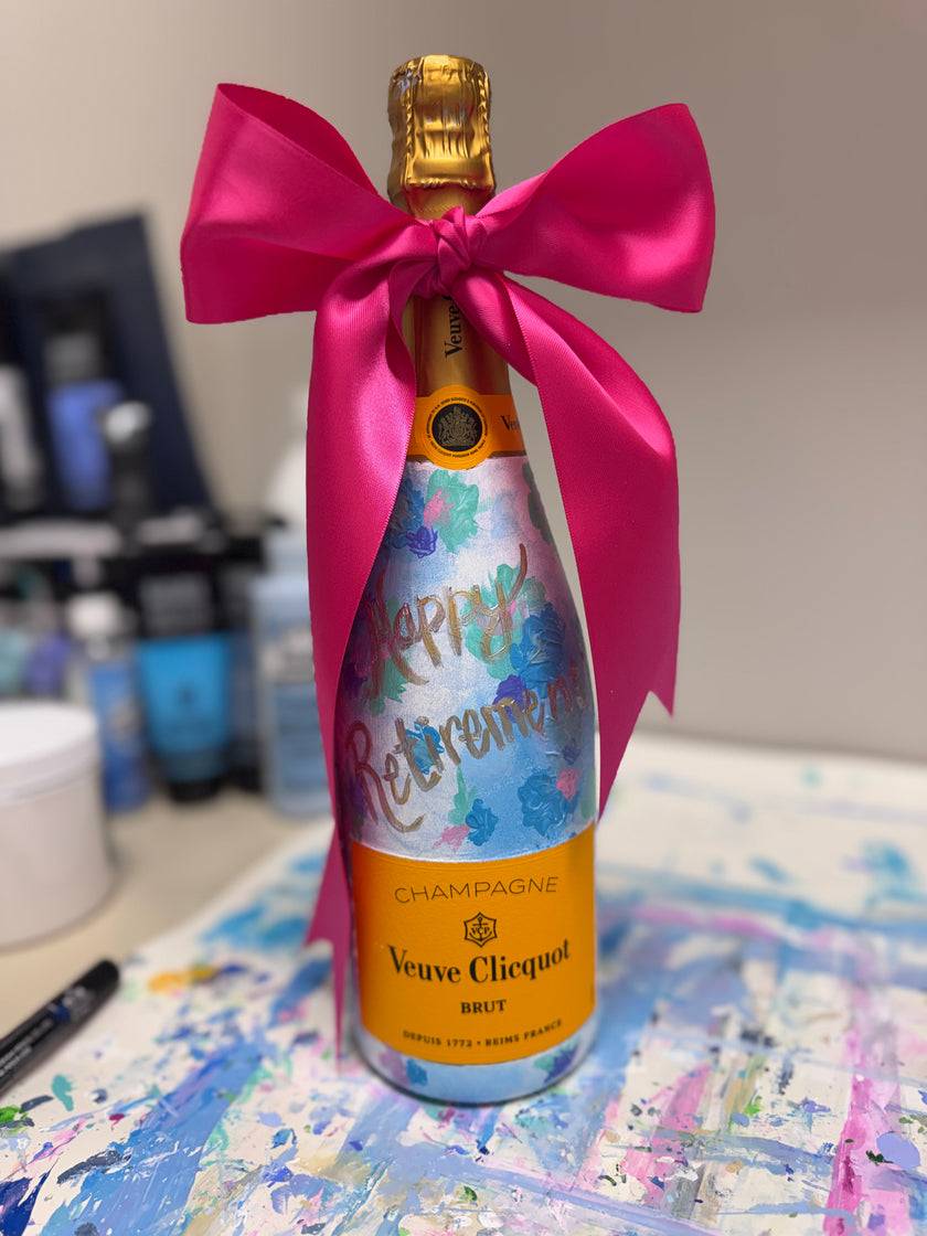 Painted Champagne Bottle - Caroline Patterson Art